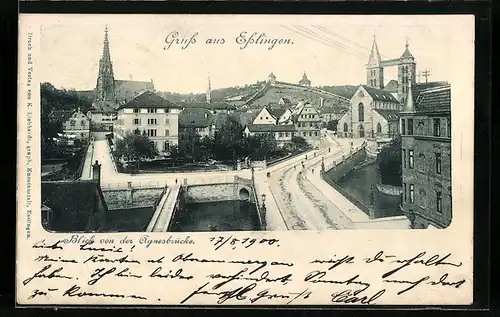 AK Esslingen, Blick von der Agnesbrücke