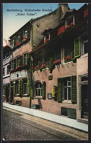 AK Heidelberg, Historische Kneipe Gasthaus Roter Ochse in der Hauptstrasse 217
