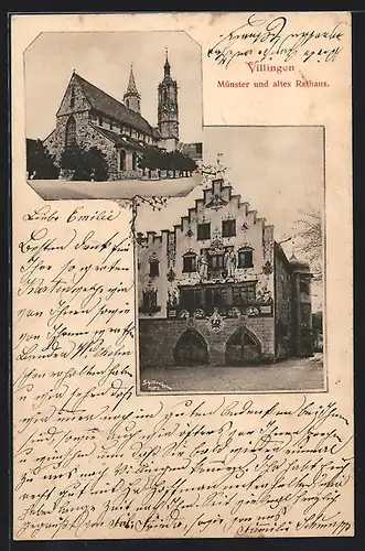 AK Villingen, Münster und altes Rathaus