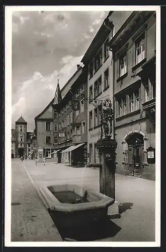 AK Villingen, Obere Strasse mit Narrobrunnen