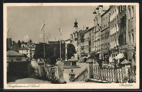 AK Burghausen, Ansicht vom Stadtplatz