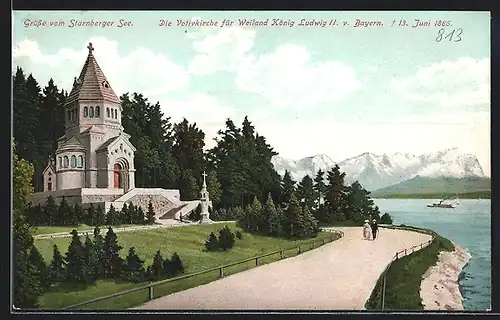 AK Berg, Ansicht der Votivkirche für Weiland König Ludwig II. von Bayern