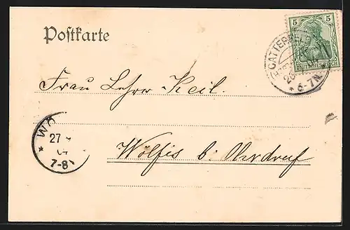 AK Altenberg, Blick auf den Ort mit Kandelaber