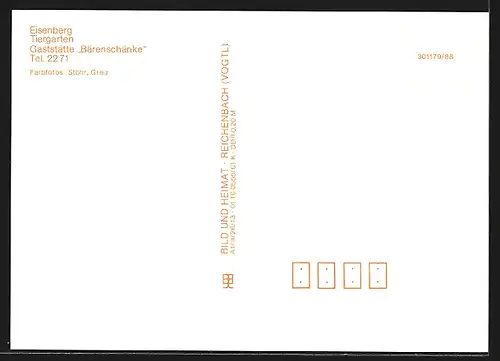 AK Eisenberg, Tiergarten, Gaststätte Bärenschenke
