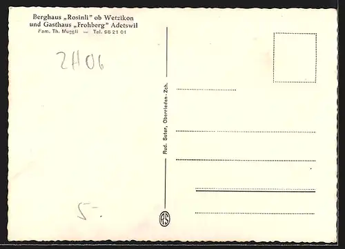 AK Wetzikon, Berghaus Rosinli und Gasthaus Frohberg Adetswil