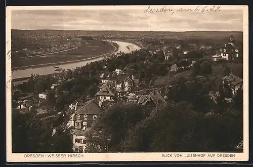 AK Dresden-Weisser Hirsch, Stadtansicht vom Luisenhof aus