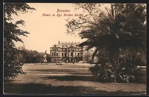 AK Dresden, Kgl. Grosser Garten, Palais, von weitem gesehen