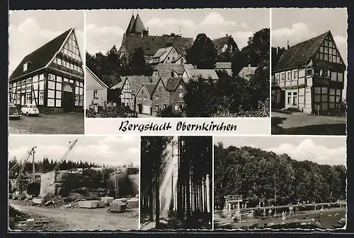 AK Obernkirchen, Stadtsparkasse, Steinbruch, Schwimmbad