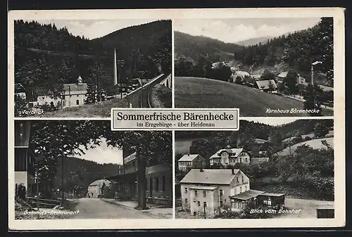 AK Bärenhecke, Bahnhofs-Restaurant, Inh. Hermann Bobe, Blick vom Bahnhof, Kornhaus, Talblick