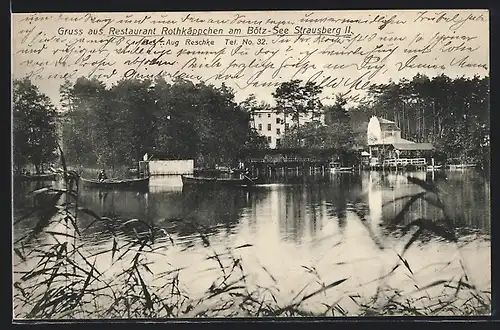 AK Strausberg, Restaurant Rotkäppchen am Bötz-See von August Reschke