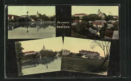 AK Okrisky, Blick übers Wasser auf die Stadt