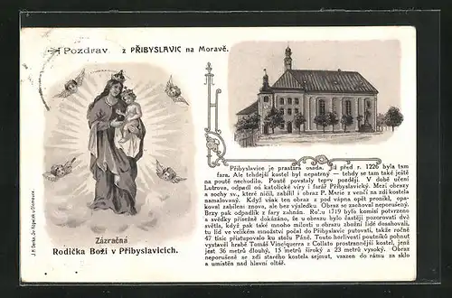 Künstler-AK Pribyslavice, Rodicka Bozi, Zazracna, Kirche