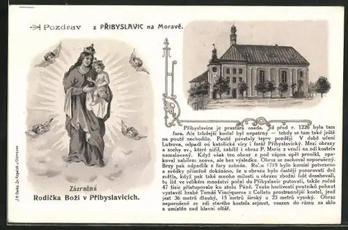 Künstler-AK Pribyslavice, Rodicka Bozi, Zazracna, Kirche