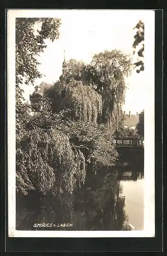 AK Smirice n. Labem, Ortspartie am Teich