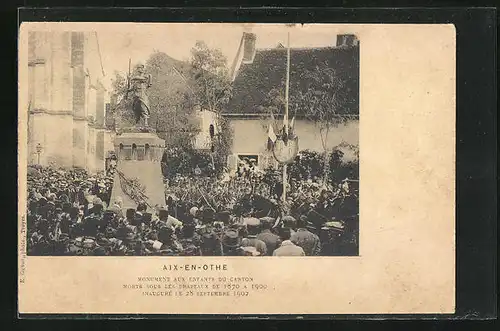 AK Aix-en-Othe, Monument aux enfants du Canton