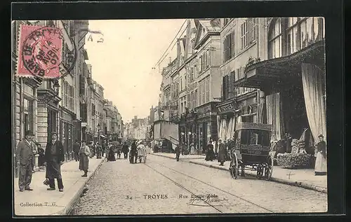 AK Troyes, Rue Emile Zola, Strassenpartie