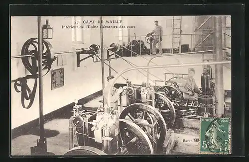 AK Camp de Mailly, Intérieur de l`Usine élévatoire des eaux