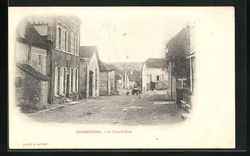 AK Champignol, La Grande-Rue, Strassenpartie