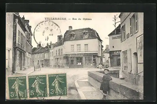 AK Villenauxe, Rue du Château, Strassenpartie