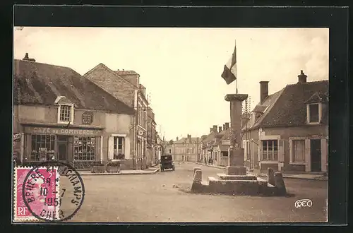 AK Bruére-Allichamps, Colonne centre de la France et Rue de la Poste