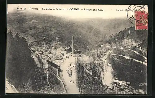 AK Cornil, La Vallée de la Corrèze, L`Usine et la Gare