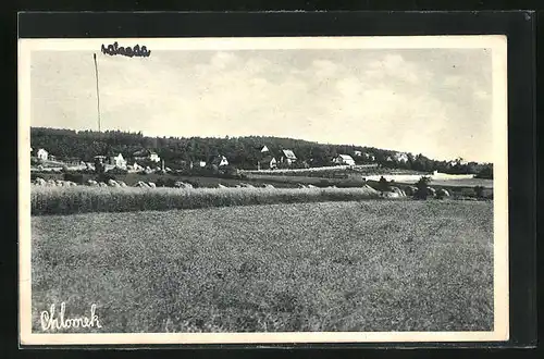 AK Chlomek, Ortsansicht bei der Heuernte