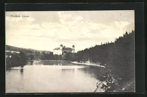 AK Mnisek, Zamek, Partie am Ufer