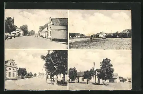 AK Pnov, Blick in eine Strasse mit Passanten, Gebäudeansicht