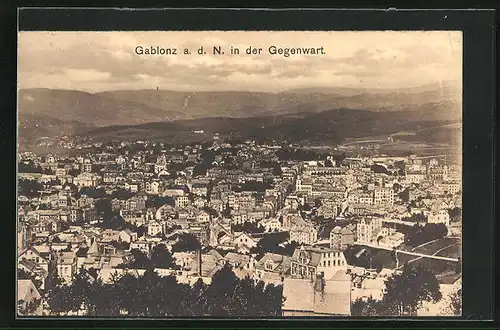 AK Gablonz / Jablonec Nad Nisou, Panoramablick über den Ort