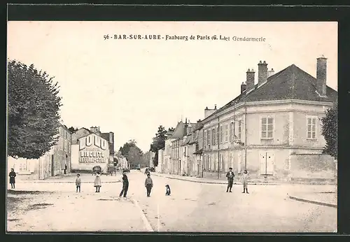 AK Bar-sur-Aube, Faubourg de Paris, Gendarmerie