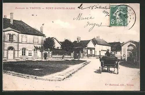 AK Pont-Sainte-Marie, Ortsansicht mit Pferdekutsche