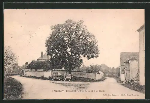 AK Marcilly-le-Hayer, Rue Basse et Rue Haute