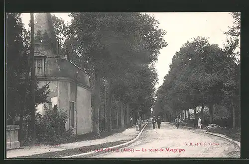 AK Méry-sur-Seine, la route de Mesgrigny