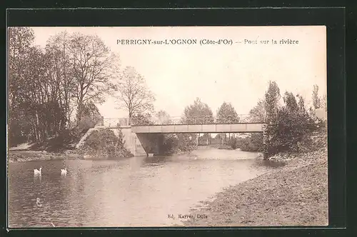 AK Perrigny-sur-l`Ognon, Pont sur la rivière