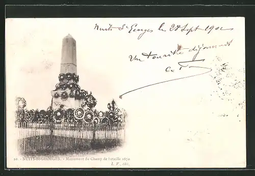 AK Nuits-St-Georges, Monument du Champ de bataille 1870