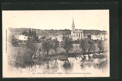 AK Aisey-sur-Seine, L`Eglise et les Bords de la Seine