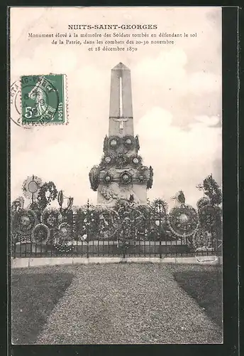 AK Nuits-Saint-Georges, Monument élevé à la mémoire des Soldats