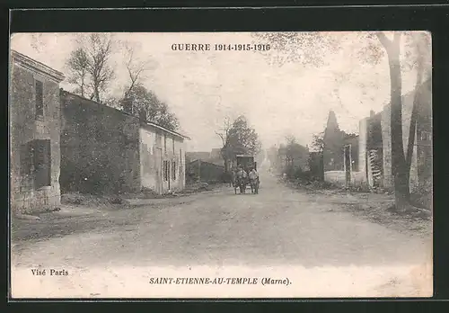 AK Saint-Etienne-au-Temple, Strassenpartie am Ortsausgang