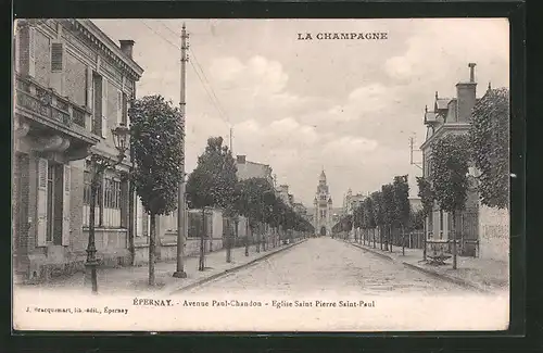 AK Épernay, Avenue Paul-Chandon, Eglise Saint Pierre Saint-Paul