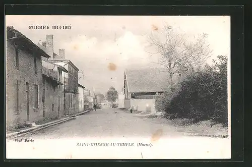 AK Saint-Etienne-au-Temple, Blick entlang der Dorfstrasse
