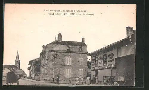 AK Ville-sur-Tourbe, Avant la Guerre, Strassenpartie