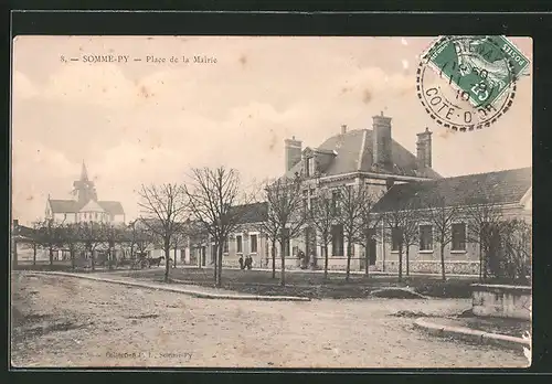 AK Somme-Py, Place de la Mairie