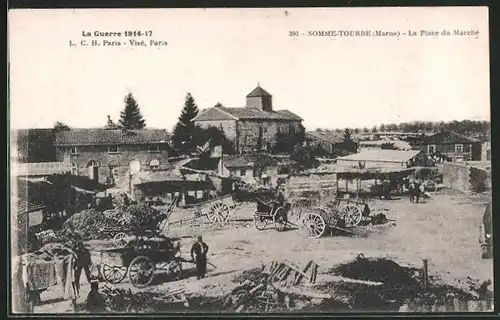 AK Somme-Tourbe, La Place du Marché