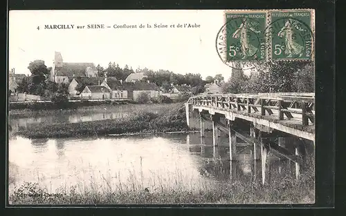 AK Marcilly-sur-Seine, Confluent de la Seine et de l`Aube
