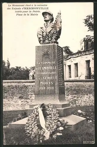 AK Hermonville, Le Monument élevé á la mémoire des Enfants, Place de la Mairie