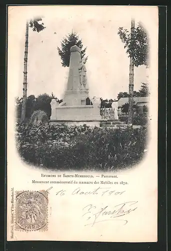 AK Passavant, Monumment commémoratif du massacre des Mobiles en 1870