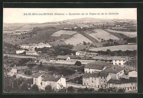 AK Sain-Bel-les-Mines, Quartier de la Poste et da la Delaine