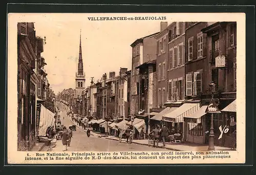 AK Villefranche-en-Beaujolais, Rue Nationale