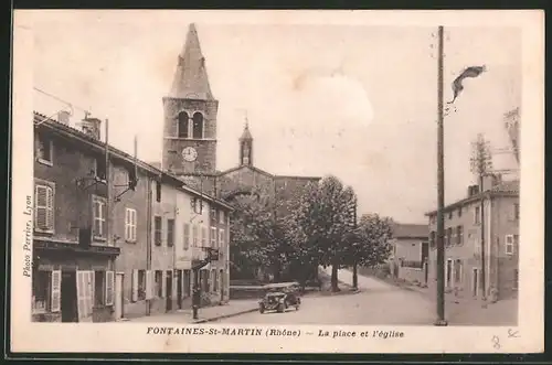 AK Fontaines-Saint-Martin, la Place et l'Eglise
