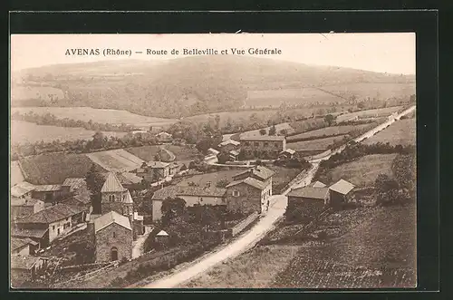AK Avenas, Route de Belleville et Vue Générale